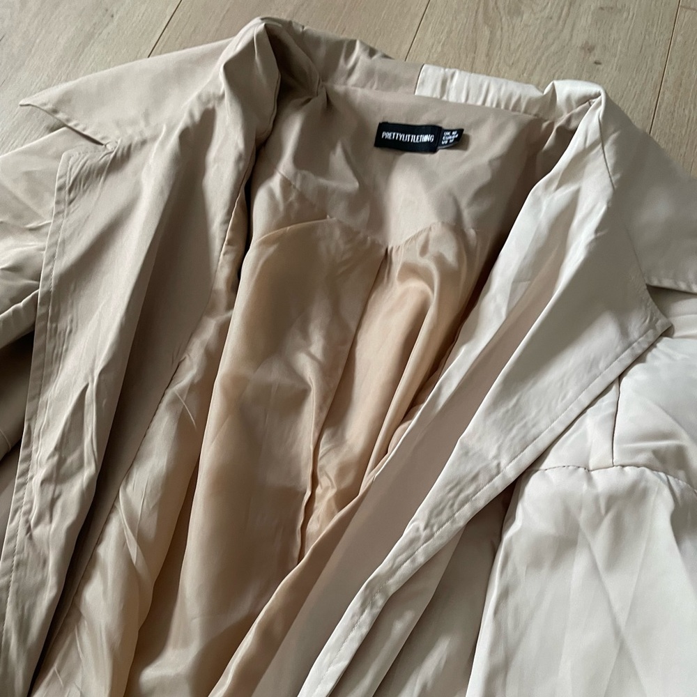 Camel Balloon Sleeve Spliced Maxi Trench